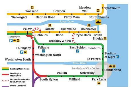 Tyne & Wear Metro Washington Metro Loop-map