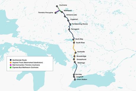 Northlander map (Image ONTC)