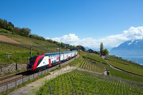 SBB double-deck train in landscape