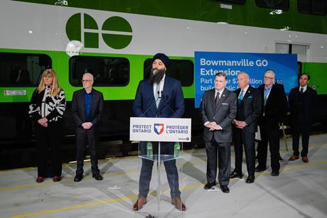 Groundbreaking ceremony for the Bowmanville Extension of the Toronto area’s GO Transit commuter rail network.