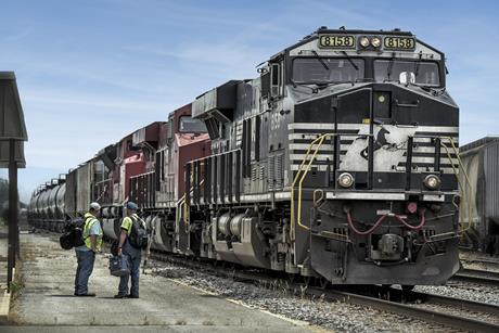 Norfolk Southern conductor and engineer with train (Photo Norfolk Southern)