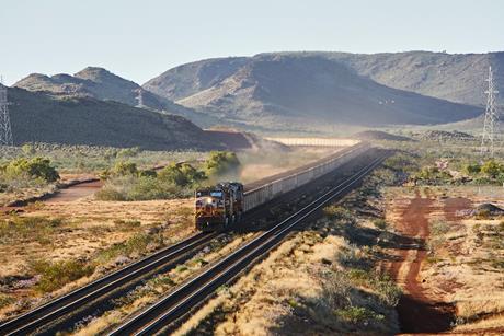 Rio Tinto AutoHaul driverless iron ore train in Pilbara