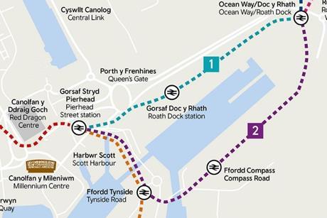 Cardiff Central - Newport Road tram-train route consultation map
