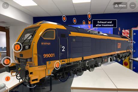 An interactive view of 99001 inside the training college, which the spatial computing generates