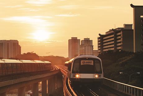 SMRT metro trains in Singapore.