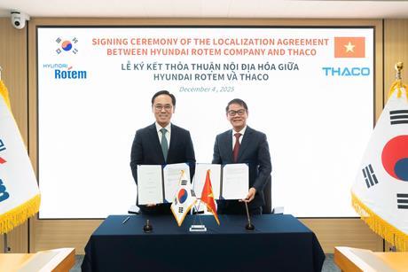 THACO has signed an agreement for South Korea’s Hyundai Rotem to support the local production of high speed and urban electric trains in Vietnam