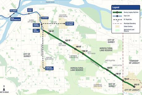 Vancouver SkyTrain Surrey Langley Extension map