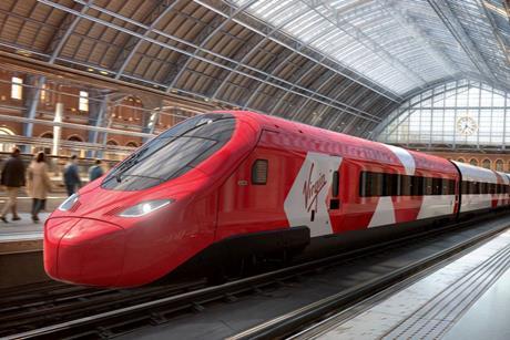 Impression of Virgin Alstom Avelia Stream train at London St Pancras (Image Virgin)