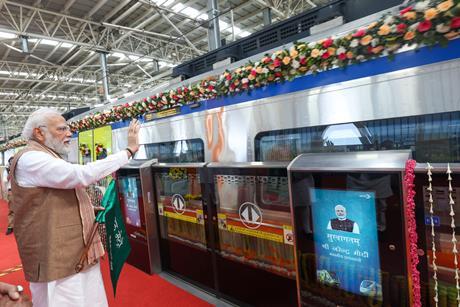 PM flags off Meerut Metro and Namo Bharat Train at Shatabdi Nagar Namo Bharat Station, in Meerut, Uttar Pradesh on February 22, 2026