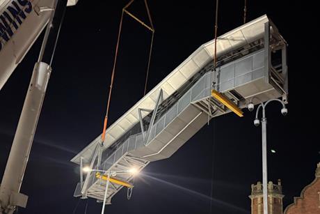 Stowmarket footbridge unstallation (Photo Greater Anglia)