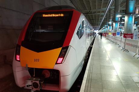 gb Greater Anglia Stansted Express Class 745_1 at Stansted Airport