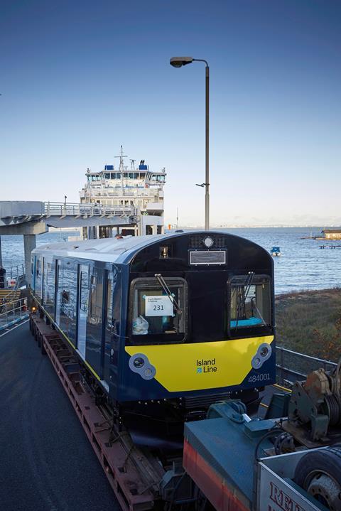 The first of the five Class 484 EMUs being produced from former London Underground D78 vehicles was delivered to the Isle of Wight in November 2020.