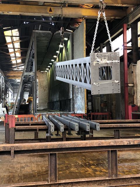 Steel section for rail upgrade galvanized at Worksop Galvanizing
