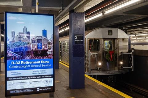 New York subway R-32 with Digital Screen