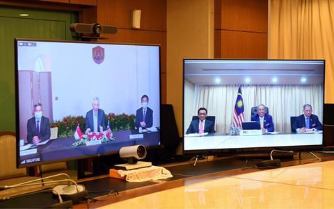 Prime Ministers discuss the Kuala Lumpur - Singapore high speed rail project in December 2020