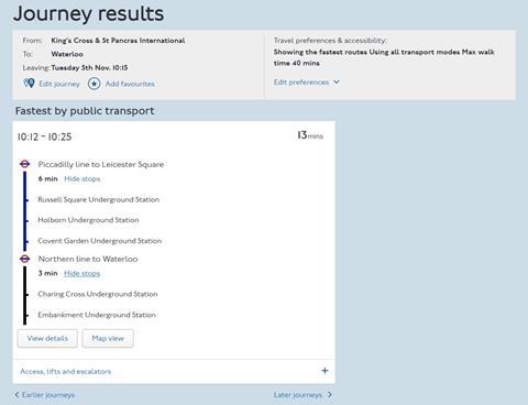 TfL journey planner