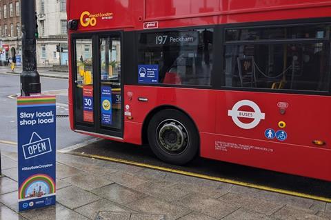 gb Croydon bus coronavirus sign