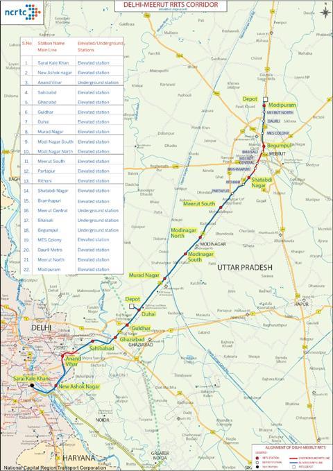 Delhi – Ghaziabad – Meerut Regional Rapid Transit System map