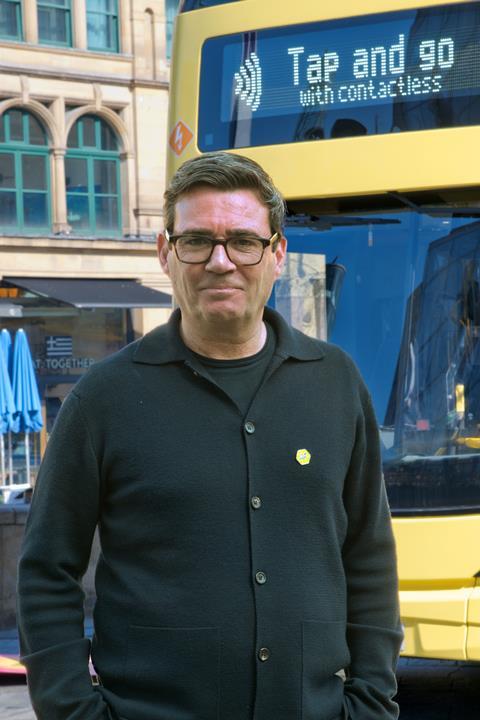 Andy Burnham at launch of Tap & Go in Gtr Manchester 240325 TM