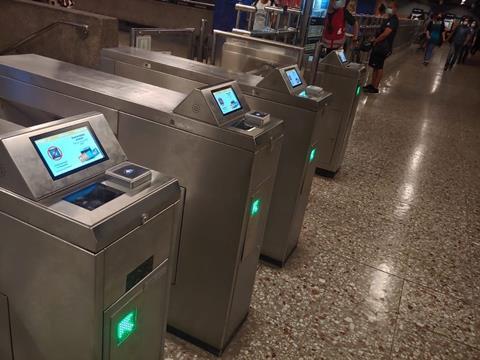 Turnstiles in the Metro de Santiago