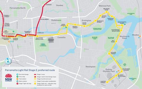 Parramatta light rail Stage 2 map