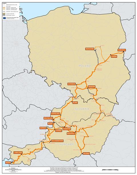 Amber Rail Freight Corridor map