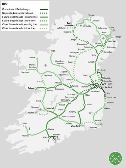 All Ireland railway review electrifcation map