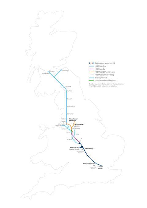 gb-HS2 Phase 2b Crewe-Manchester hybrid Bill route map Jan 2022 