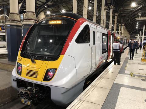 The first of Greater Anglia’s Bombardier Transportation Class 720 Aventra EMUs has entered passenger service (Photo: Greater Anglia).