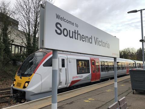 The first of Greater Anglia’s Bombardier Transportation Class 720 Aventra EMUs has entered passenger service (Photo: Greater Anglia).