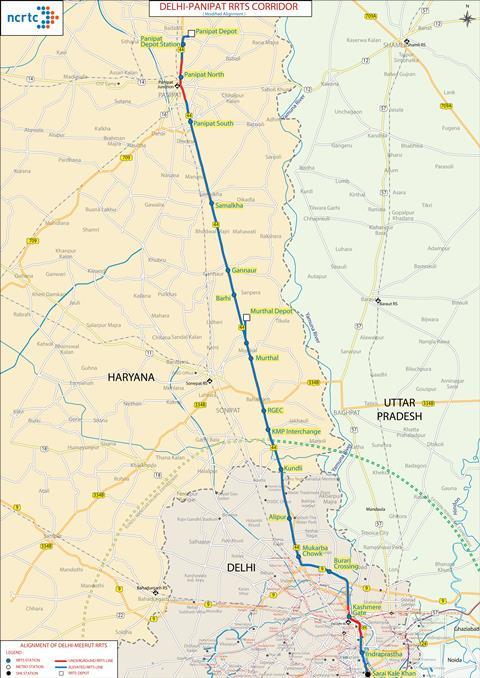 in Delhi - Panipat RRTS corridor map