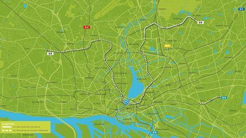Hamburg metro line U5 map