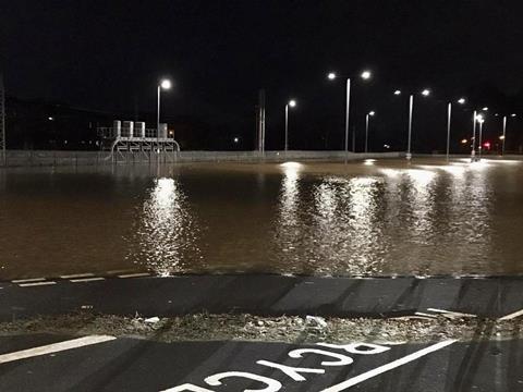 Storm Ciara flooding at Caldew Junction