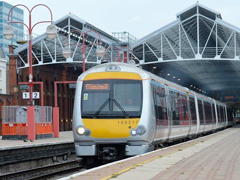 Measurements were taken in a Chiltern Class 168 DMU between London Marylebone and Birmingham Snow Hill.