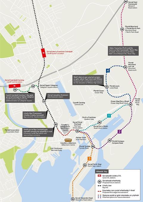 Cardiff Central - Newport Road tram-train route consultation map