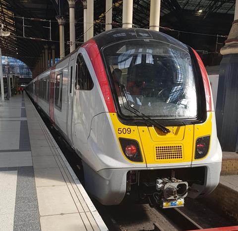 gb Greater Anglia new Bombardier EMU on test at Liverpool Street