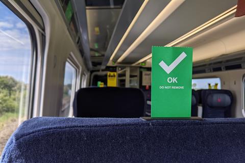 Hull Trains coronavirus seat label