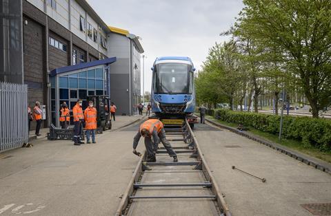 West Midlands Metro CAF Urbos tram unloading