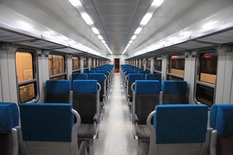 The third class coaches have 88 seats, forced ventilation, two toilets and LED lighting.