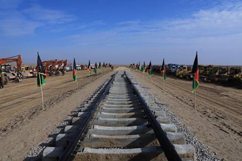 af Herat province railway inauguration track flags (AfRA)