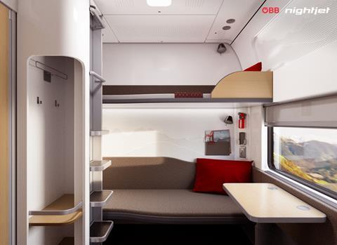 Nightjet two-berth sleeping compartment