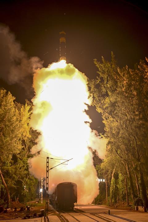 DRDO carries out the successful launch of Intermediate Range Agni-Prime Missile from a Rail based Mobile launcher system, on September 24, 2025.