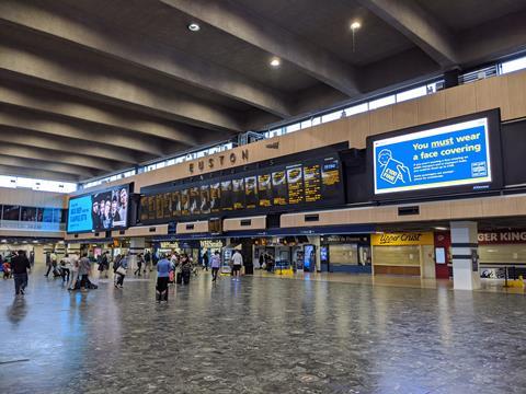 gb London Euston concourse coronavirus