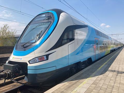 One of four double-deck electric multiple-units which CRRC Zhuzhou is to lease to Austrian open access passenger operator Westbahn has arrived at the Velim test centre in Czech Republic.
