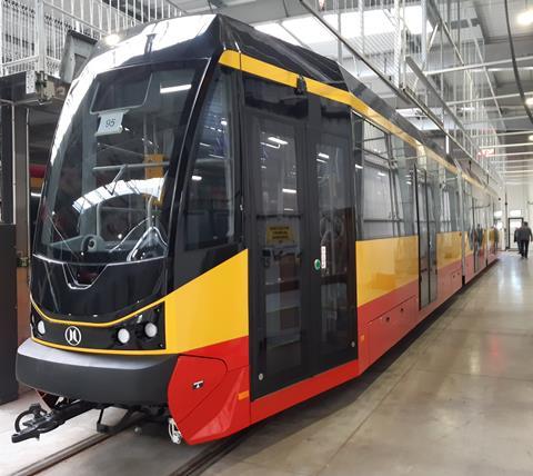 One of four trams which is Modertrans is to supply to Grudziądz has arrived in Łódź for dynamic testing and certification.