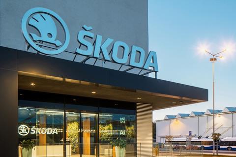 Skoda logo on office