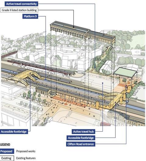 Aerial illustration of proposed Cambridge station works