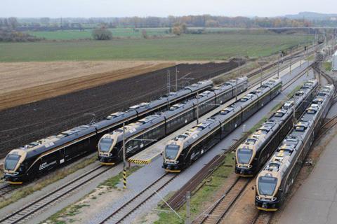 LEO Express fleet of Stadler Flirt electric multiple-units.