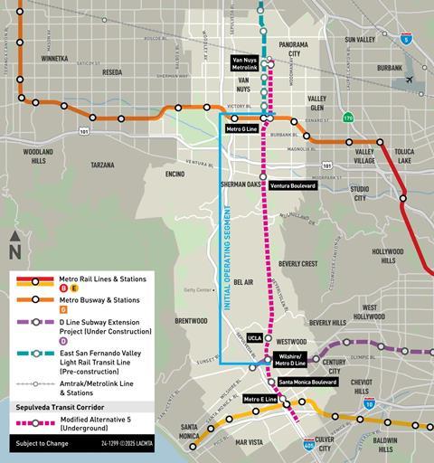 Sepulveda Transit Corridor Project Locally Preferred Alternative map (Image Metro)