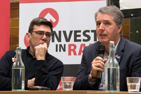 Andy Burnham and Steve Rotheram at ASLEF's Invest in Rail meeting (Photo: Tony Miles)